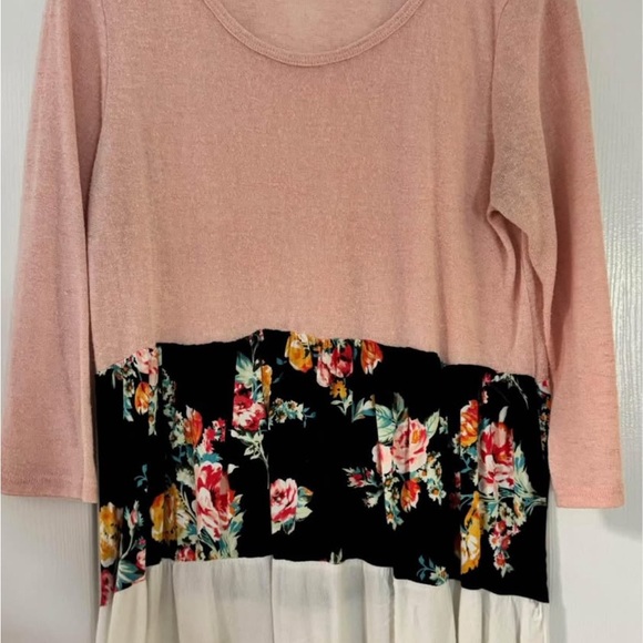 Chris & Carol Tops - Chris & Carol Pink Pleated 3/4 Sleeve Blouse